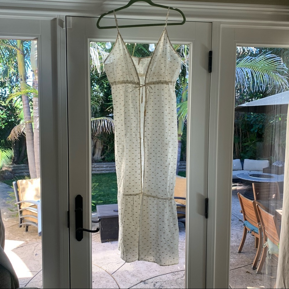 Morena Rosa Brazilian Sheer White Gold Tie Swim Beach Coverup S Cotton